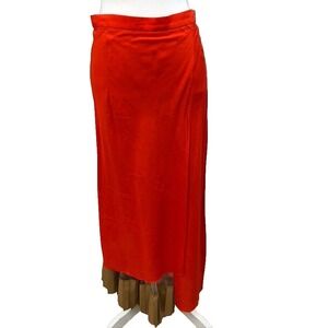 Toga Archives A Line Skirt Womens 6 8 Orange Asymmetric Mesh Hem Career Business